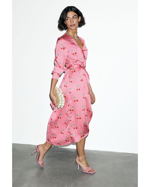 Never Fully Dressed Pink Cherry Wrap Dress