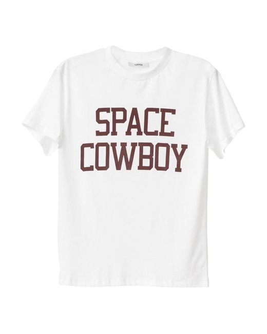 Ganni Space Cowboy T Shirt Bright White