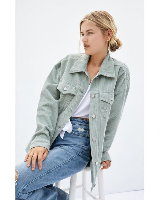 PacSun Green Corduroy Oversized Trucker 