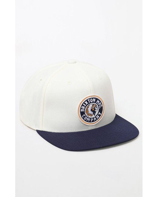 Brixton Rival Snapback Hat in White 