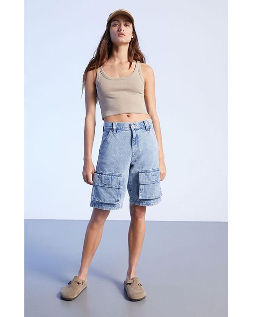 PacSun Light Blue Denim Cargo Shorts Lyst