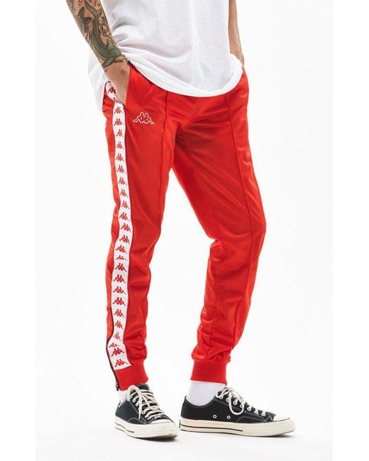 Kappa Synthetic Banda Rastoria Slim Track Pants in Red/White (Red) for Men  | Lyst