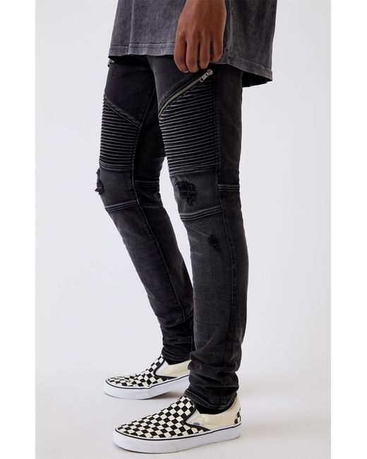 black stacked skinny jeans