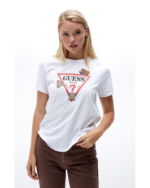 Guess Denim Bear Easy Fit T-shirt in White - Lyst