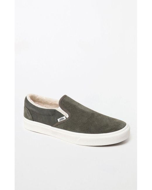 vans slip ons green