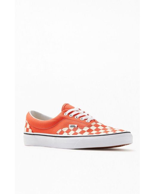 Vans Orange & White Checkerboard Era Shoes for Men | Lyst