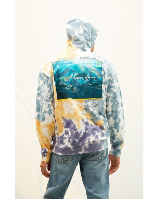 PacSun Fleece Tie-dyed Nat Geo Bahamas Hoodie in Yellow,Blue (Blue) for Men  | Lyst