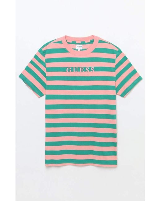Guess Palm Striped T-shirt in Green for Men | Lyst