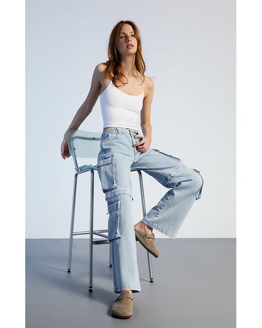 PacSun Light Blue Zip Off Low Rise Puddle Jeans Lyst