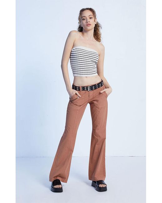 PacSun White Brown Low Rise Flare Pants