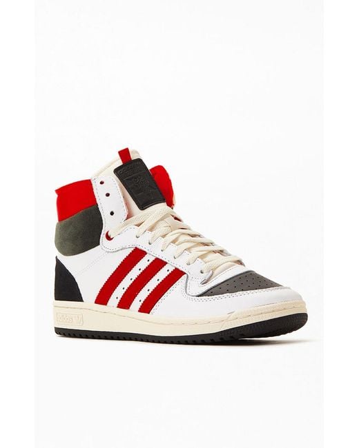 adidas Leather Top Ten Rb White & Red Shoes for Men Lyst