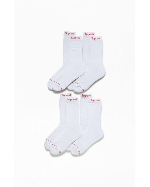 Supreme X Hanes 4 Pack White Crew Socks for Men | Lyst