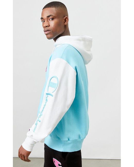 Champion Cotton Colorblocked Reverse Weave Hoodie in Light Blue (Blue) for  Men | Lyst