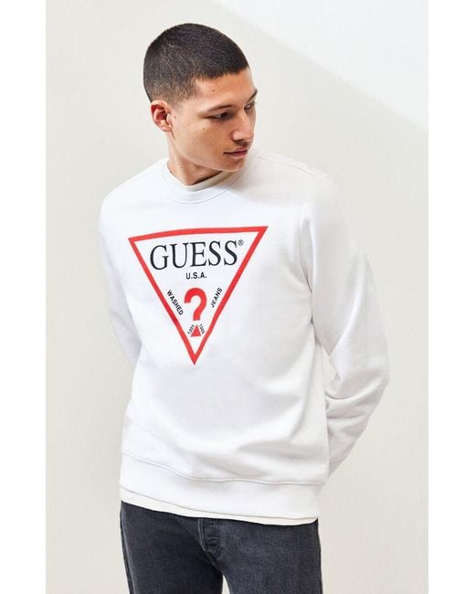 Guess Cotton Vin Cn Fleece Men's Sweatshirt In White for Men - Save 39% - Lyst