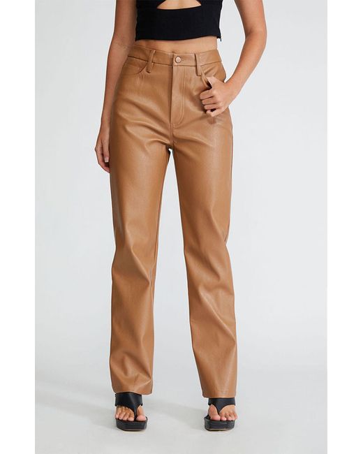 PacSun '90s Faux Leather Pants in Brown Lyst