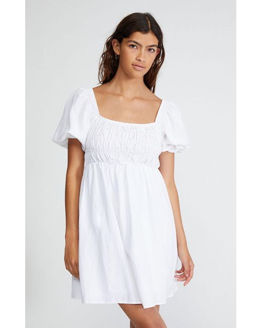 Rhythm Smocked Mini Dress in White | Lyst