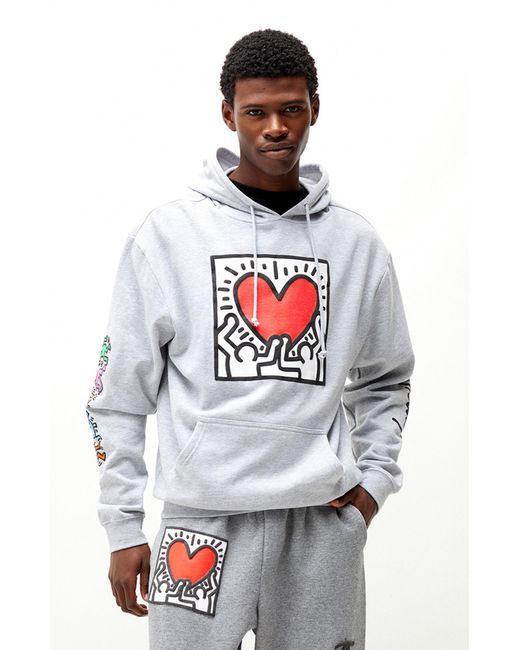PacSun Fleece Keith Haring Hoodie in Gray for Men | Lyst