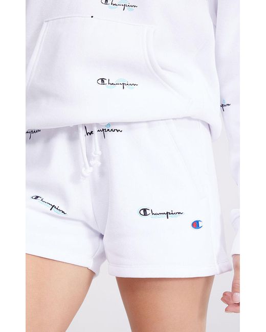 champion white sweatshorts