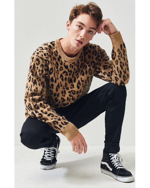 PacSun Leopard Crew Neck Sweater in 