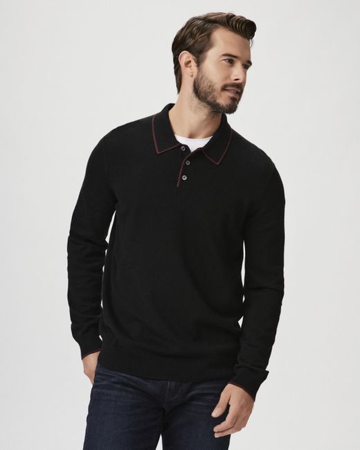 PAIGE Black Dobson Sweater Polo for men