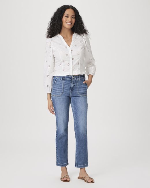 PAIGE Blue Mayslie Straight Jeans Ankle