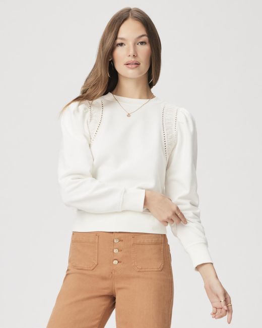 PAIGE White Dorea Sweatshirt- Ivory | Size Xxs | Long Sleeves