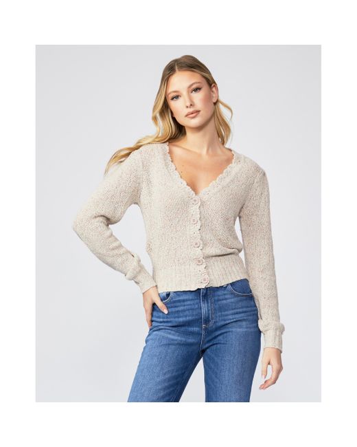 PAIGE Cotton Joyce Cardigan Sweater in Gray - Lyst