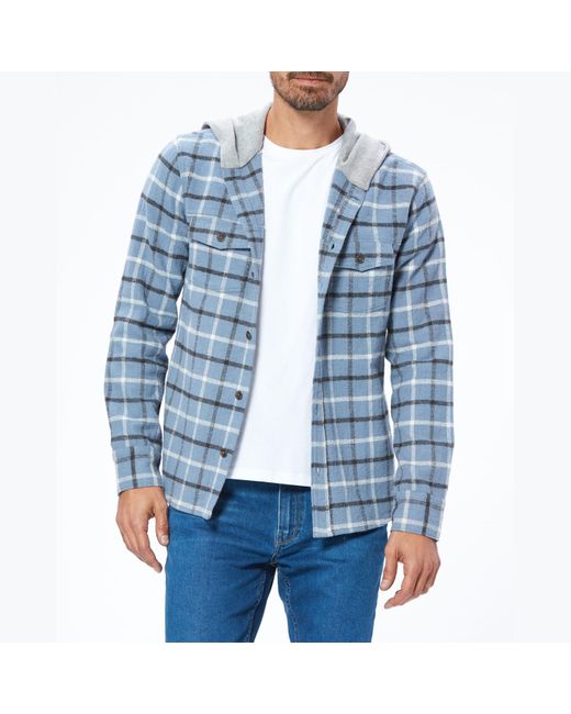 PAIGE Cotton Gavin Hooded Shacket in Blue for Men - Lyst