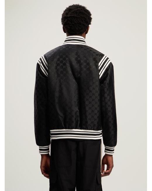 Palm Angels Black Monogram Jacquard Bomber Jacket for men