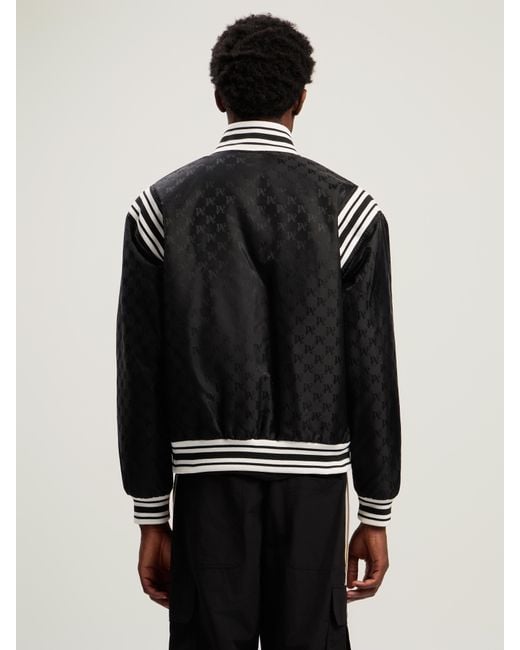 Palm Angels Black Monogram Jacquard Bomber Jacket for men