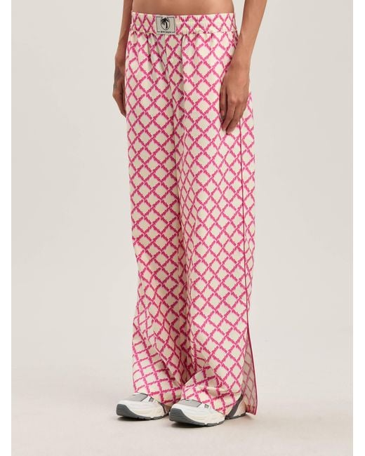 Palm Angels Pink Net Logo Split Pants