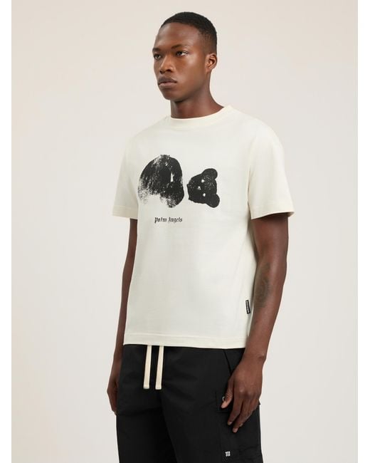 Palm Angels Natural Spray Bear T-Shirt for men
