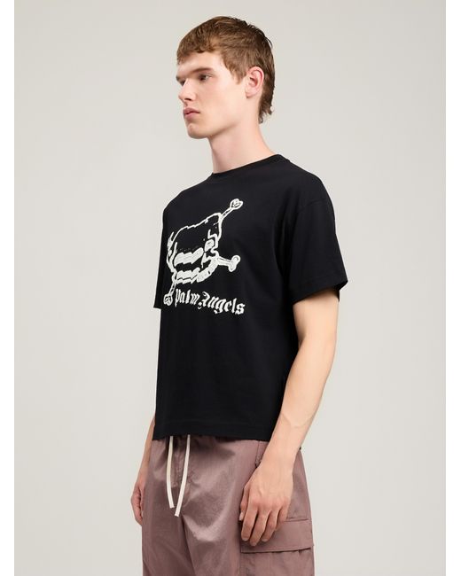 Palm Angels Black Skull T-Shirt for men