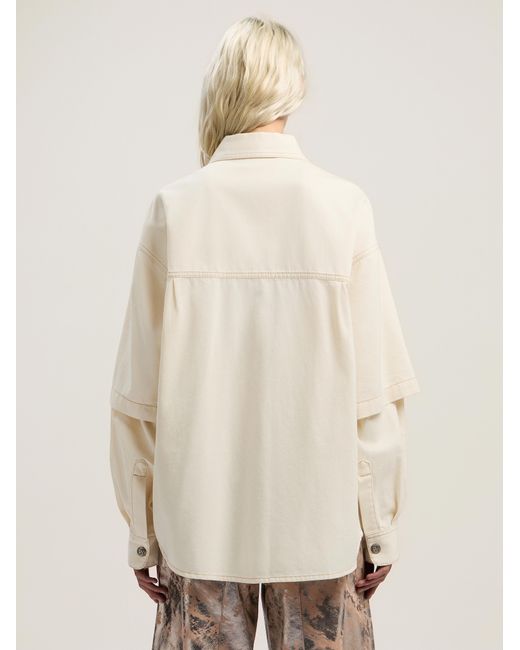 Palm Angels Natural Hybrid Denim Overshirt Off