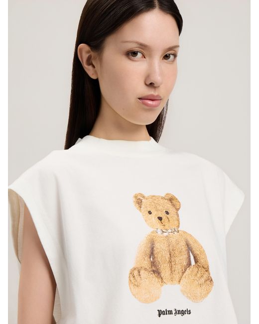 Palm Angels Natural Bear Boxy Tank Top