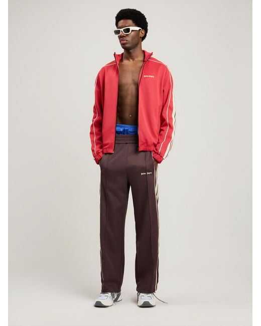 Palm Angels Red Classic Logo Vintage Track Jacket for men