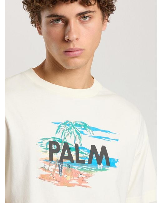 Palm Angels White Palm Island Regular T-Shirt Off for men