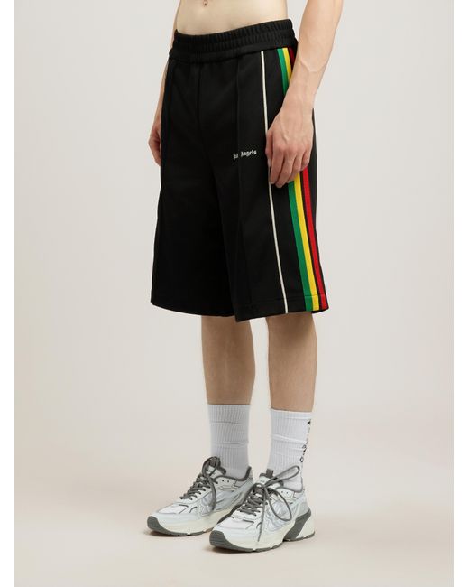 Palm Angels Black Classic Logo Vintage Track Shorts for men