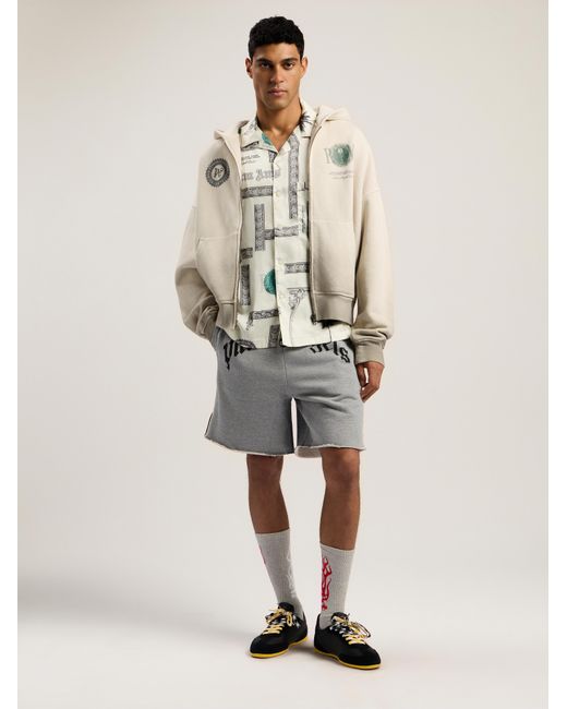 Palm Angels Natural Dollar Zipped Loose Hoodie Ivory for men