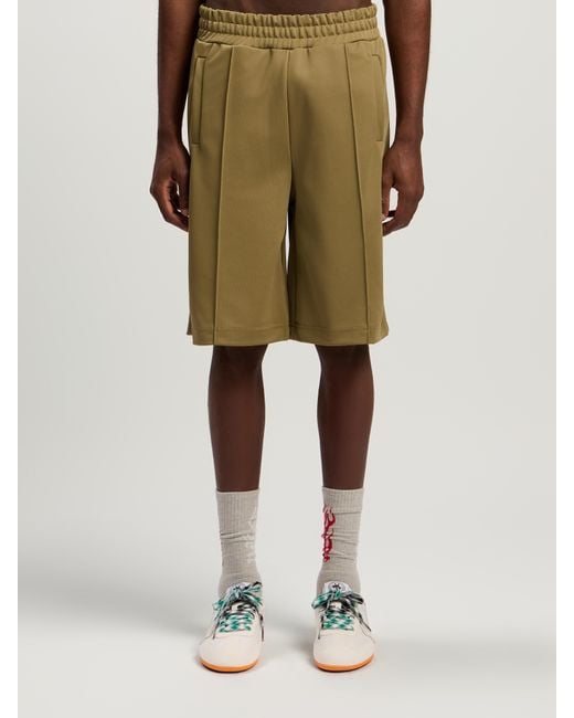 Palm Angels Natural Back Curved Logo Track Shorts Army for men