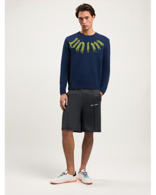 Palm Angels Blue Big Neck Logo Sweater for men