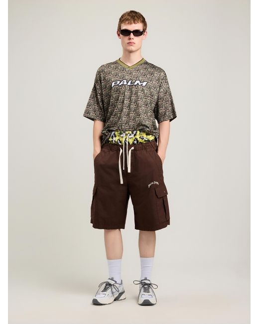 Palm Angels Gray Camo Allover Palm Sport T-Shirt for men