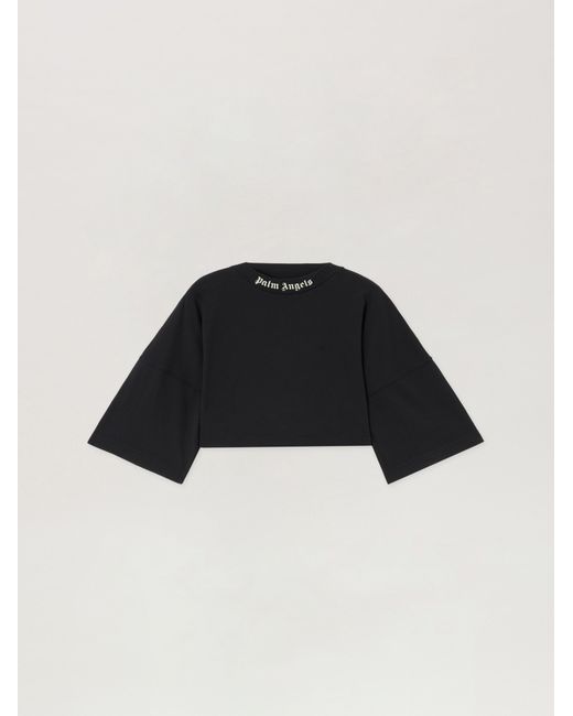 Palm Angels Black Back Curved Logo Mini T-Shirt