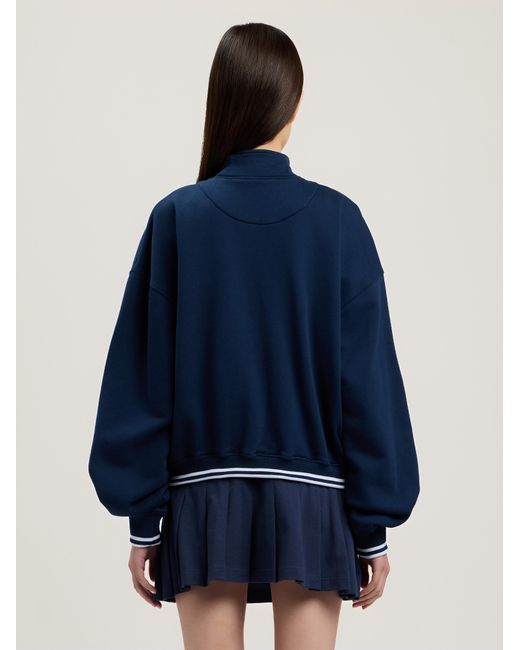 Palm Angels Blue Classic Logo Half-Zip Sweatshirt