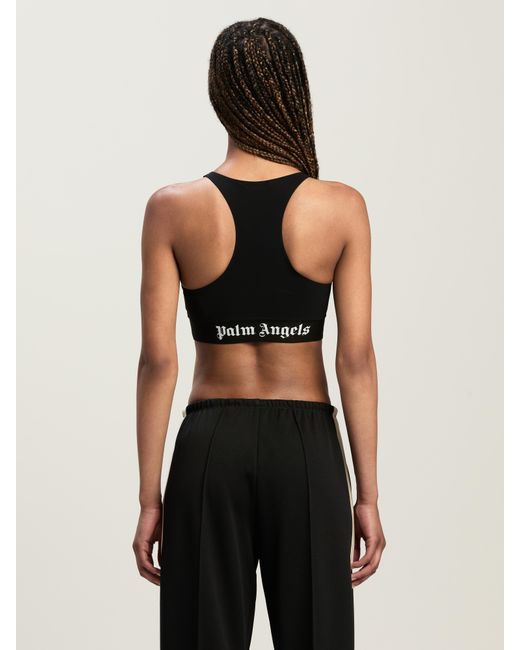 Palm Angels Black American Neckline Sport Top