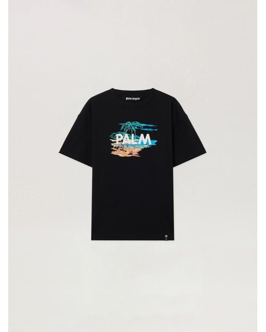 Palm Angels Black Palm Island Regular T-Shirt for men