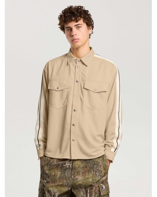 Palm Angels Natural Logo 90' Track Jacket Shirt Kaki for men