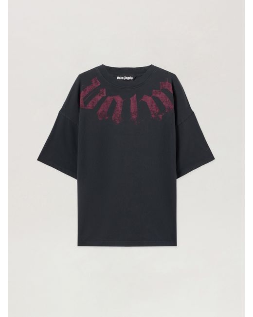 Palm Angels Blue Big Neck Logo Loose T-Shirt for men