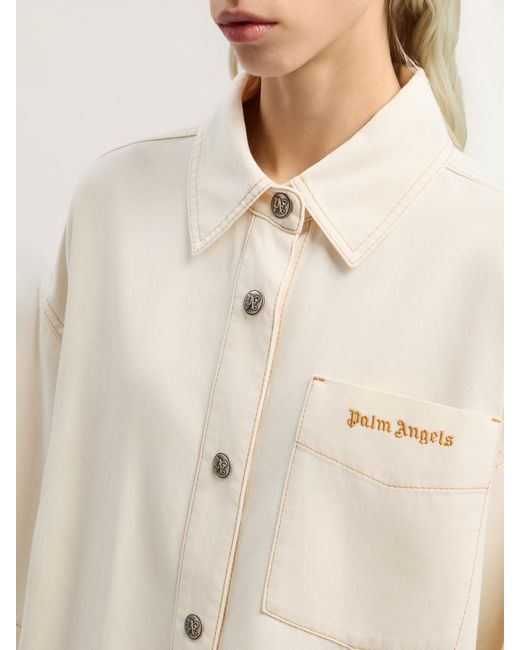Palm Angels Natural Hybrid Denim Overshirt Off