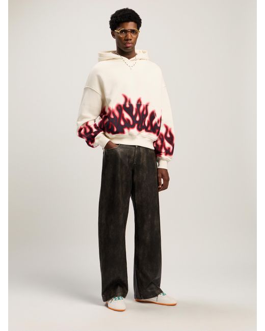 Palm Angels Red Flames Loose Hoodie Off for men
